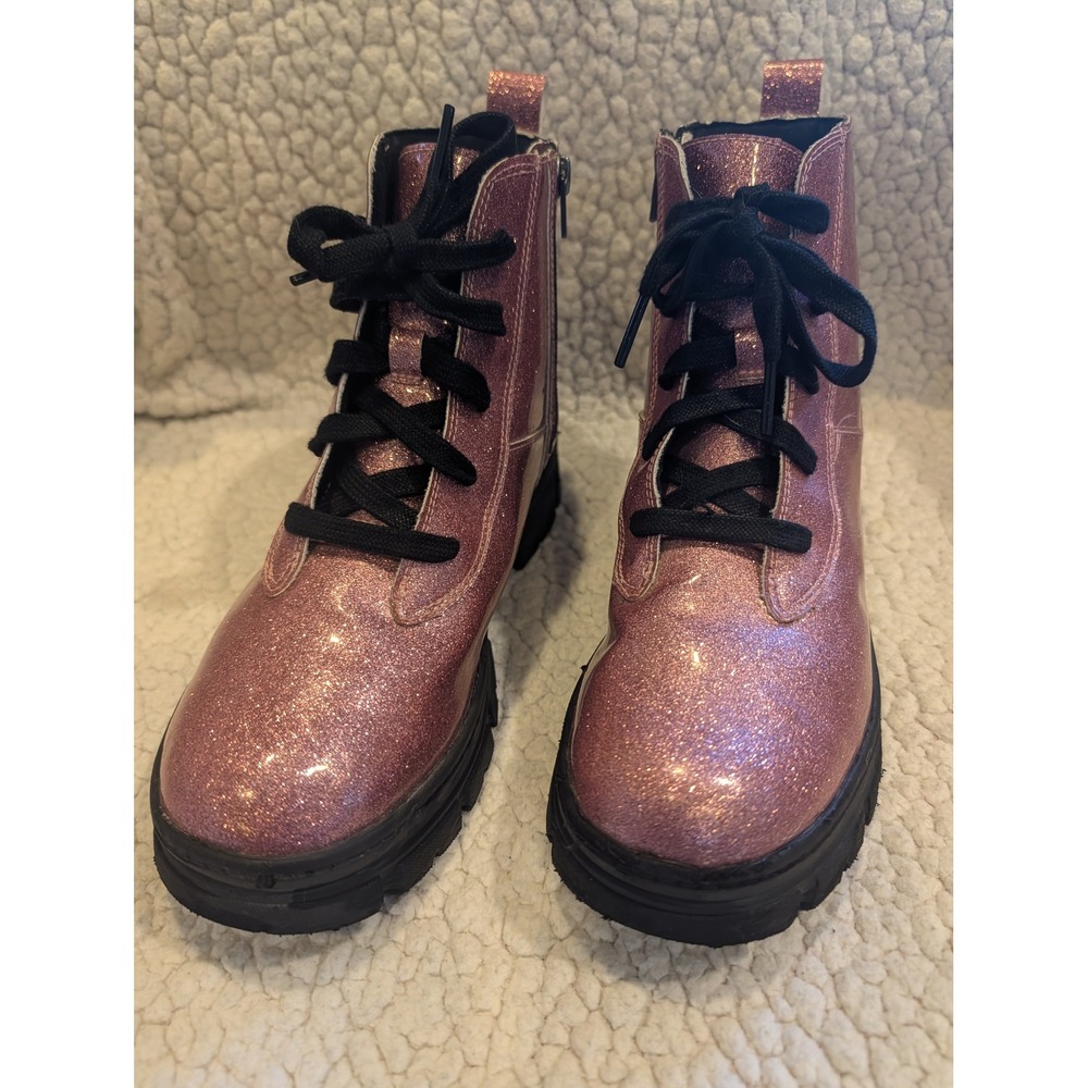 UGG Ashton Glitter Pink Combat Boots Big Kid Size 5 Women 6.5 7 1151571K